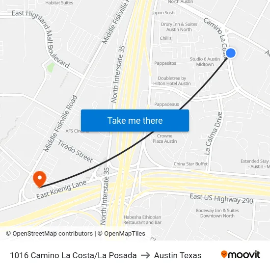 1016 Camino La Costa/La Posada to Austin Texas map