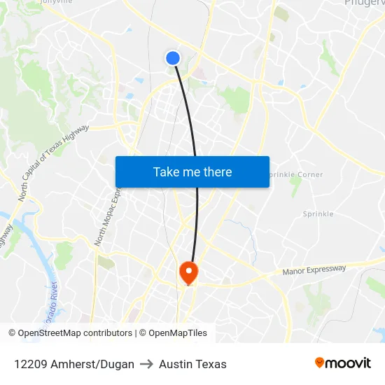 12209 Amherst/Dugan to Austin Texas map