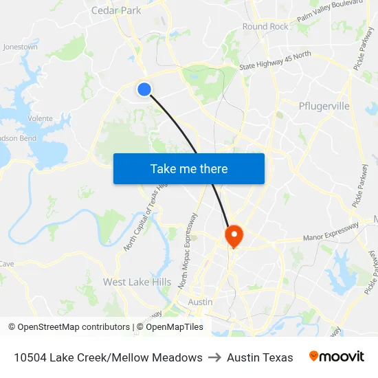 10504 Lake Creek/Mellow Meadows to Austin Texas map