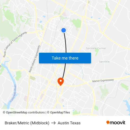 Braker/Metric (Midblock) to Austin Texas map