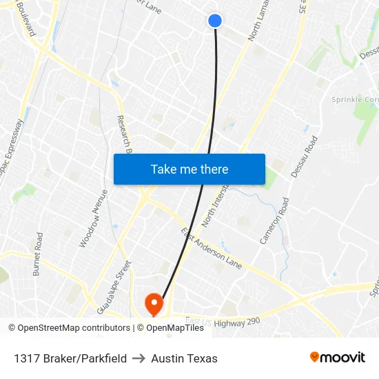 1317 Braker/Parkfield to Austin Texas map