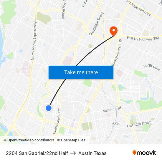 2204 San Gabriel/22nd Half to Austin Texas map