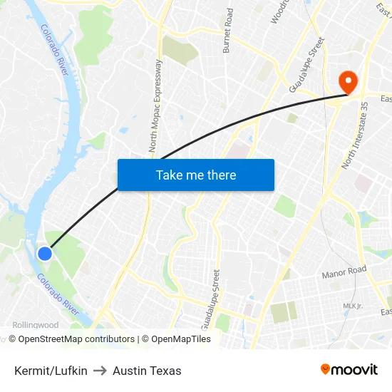 Kermit/Lufkin to Austin Texas map