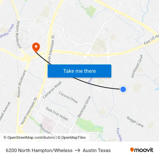 6200 North Hampton/Wheless to Austin Texas map