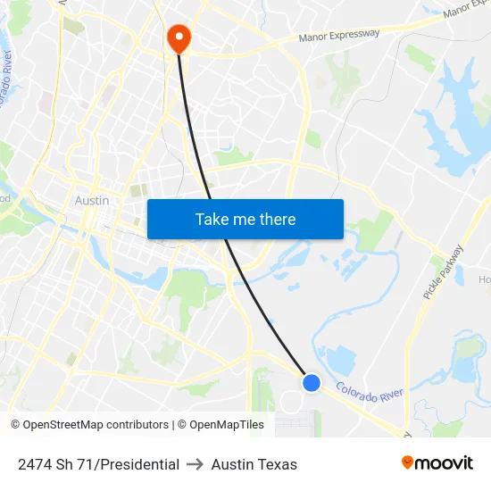 2474 Sh 71/Presidential to Austin Texas map