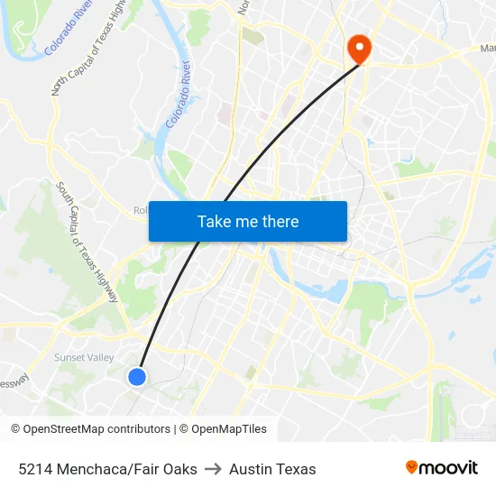 5214 Menchaca/Fair Oaks to Austin Texas map