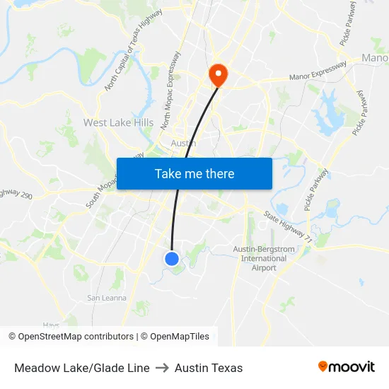 Meadow Lake/Glade Line to Austin Texas map