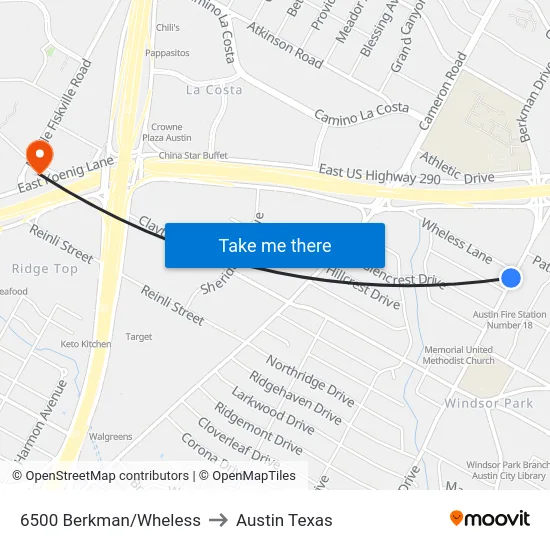 6500 Berkman/Wheless to Austin Texas map