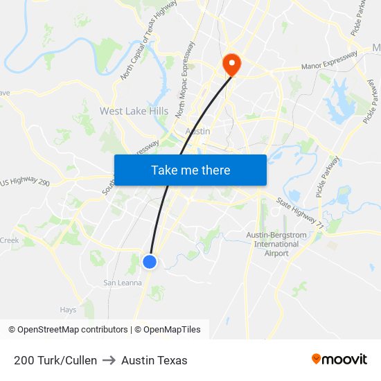 200 Turk/Cullen to Austin Texas map