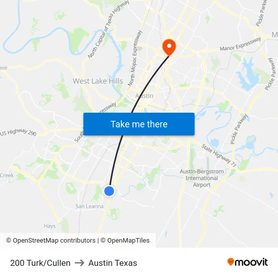 200 Turk/Cullen to Austin Texas map