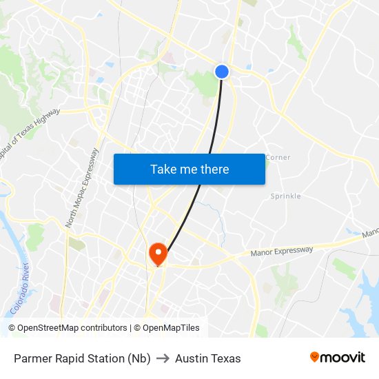 Parmer Rapid  Station (Nb) to Austin Texas map
