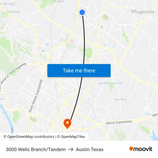 3000 Wells Branch/Tandem to Austin Texas map