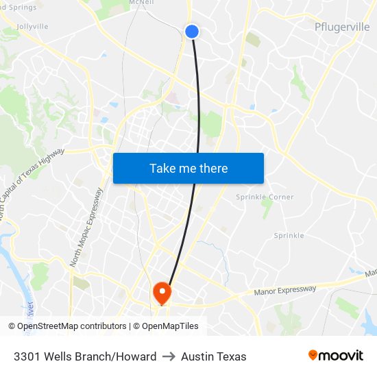 3301 Wells Branch/Howard to Austin Texas map