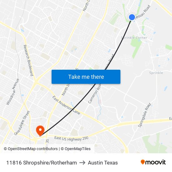 11816 Shropshire/Rotherham to Austin Texas map