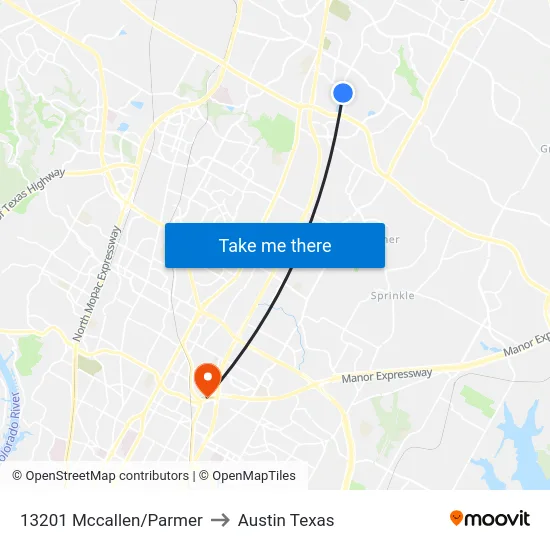 13201 Mccallen/Parmer to Austin Texas map