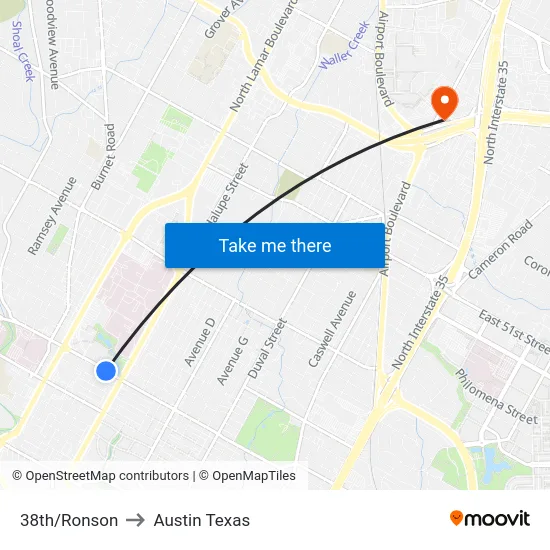 38th/Ronson to Austin Texas map