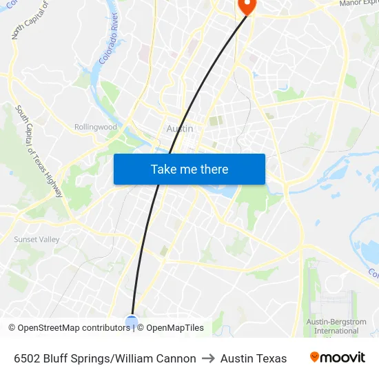 6502 Bluff Springs/William Cannon to Austin Texas map