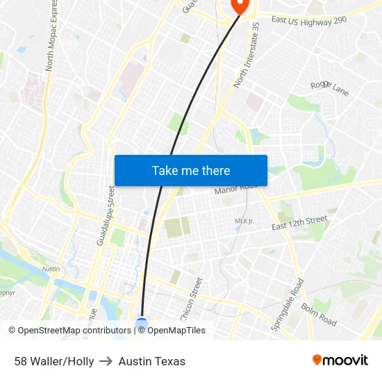 58 Waller/Holly to Austin Texas map