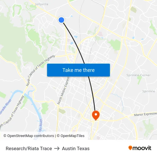 Research/Riata Trace to Austin Texas map