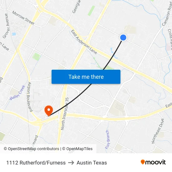 1112 Rutherford/Furness to Austin Texas map