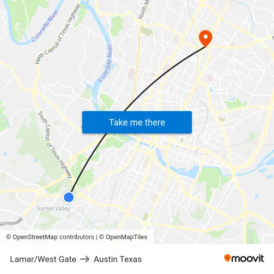 Lamar/West Gate to Austin Texas map