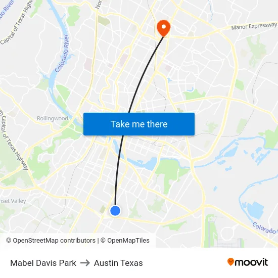 Mabel Davis Park to Austin Texas map