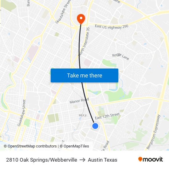 2810 Oak Springs/Webberville to Austin Texas map