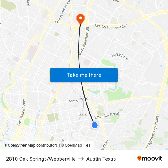 2810 Oak Springs/Webberville to Austin Texas map