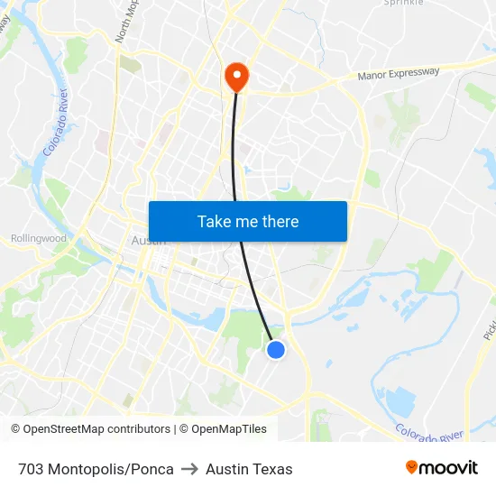 703 Montopolis/Ponca to Austin Texas map