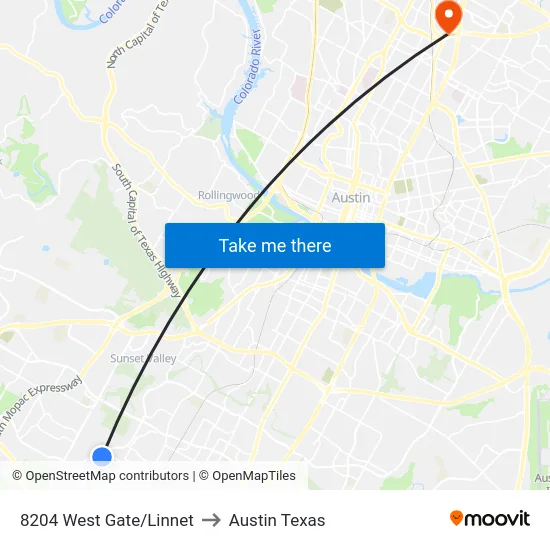 8204 West Gate/Linnet to Austin Texas map