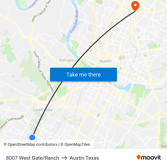 8007 West Gate/Ranch to Austin Texas map