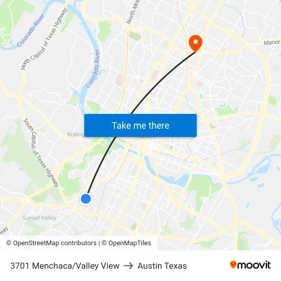 3701 Menchaca/Valley View to Austin Texas map