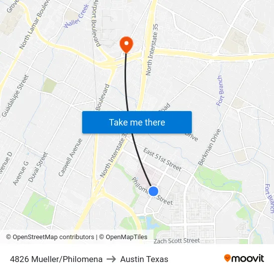 4826 Mueller/Philomena to Austin Texas map
