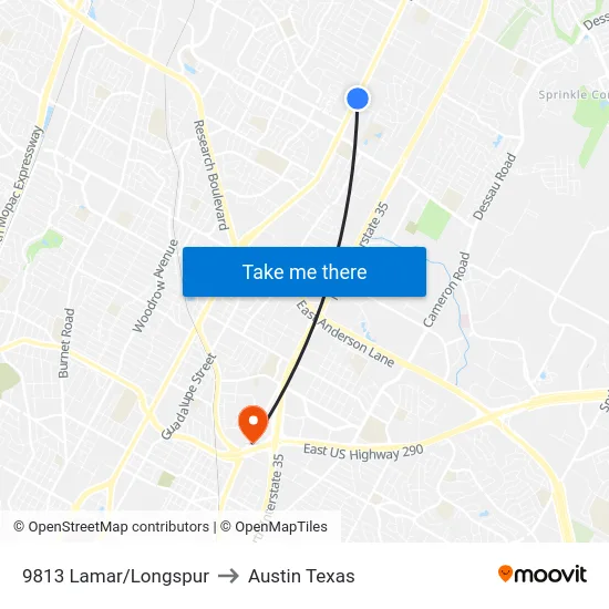 9813 Lamar/Longspur to Austin Texas map