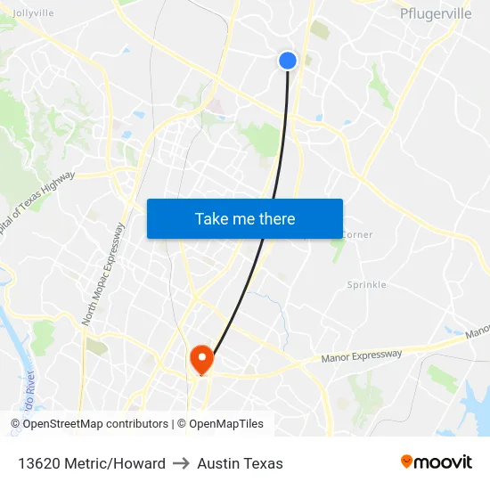 13620 Metric/Howard to Austin Texas map