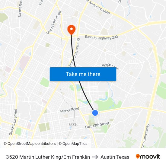 3520 Martin Luther King/Em Franklin to Austin Texas map