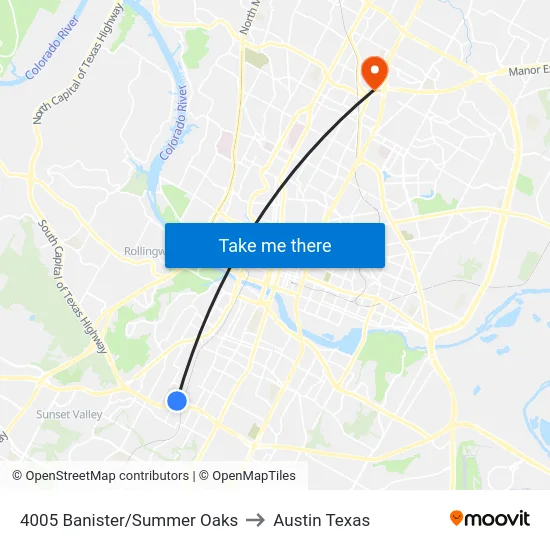 4005 Banister/Summer Oaks to Austin Texas map