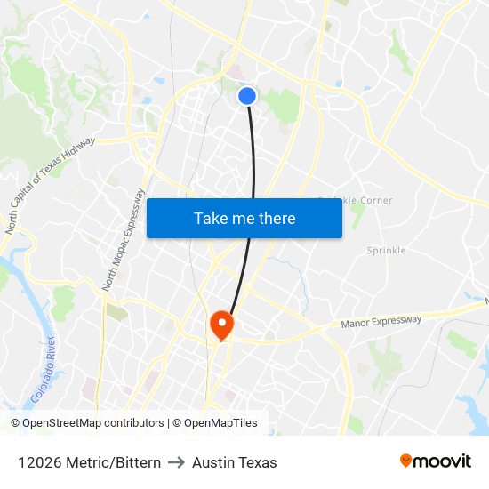 12026 Metric/Bittern to Austin Texas map