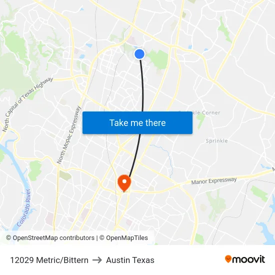 12029 Metric/Bittern to Austin Texas map
