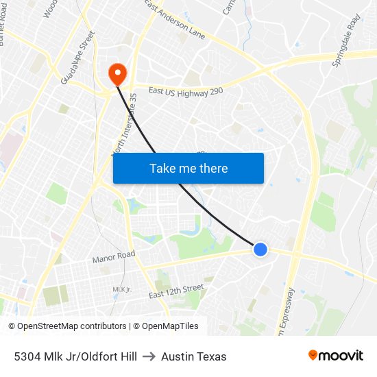 5304  Mlk Jr/Oldfort Hill to Austin Texas map