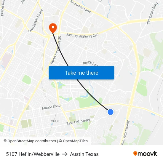 5107 Heflin/Webberville to Austin Texas map