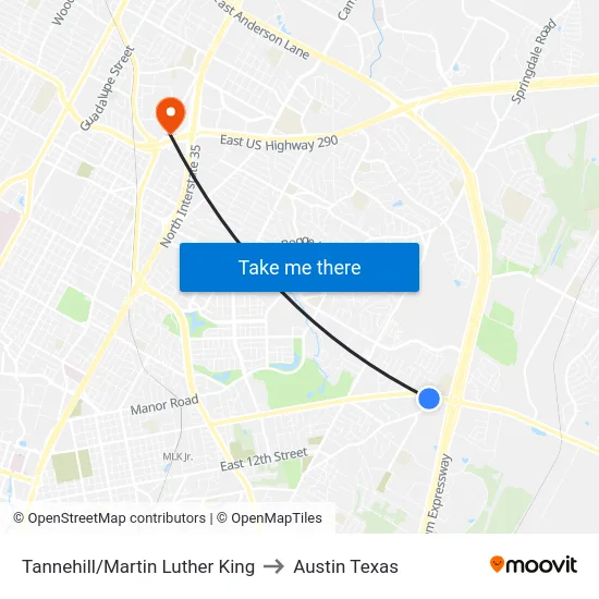 Tannehill/Martin Luther King to Austin Texas map