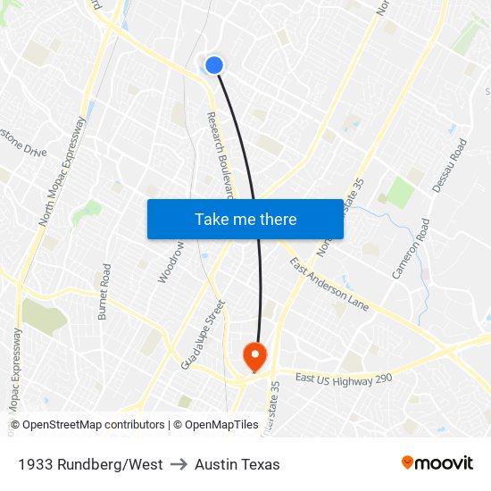 1933 Rundberg/West to Austin Texas map