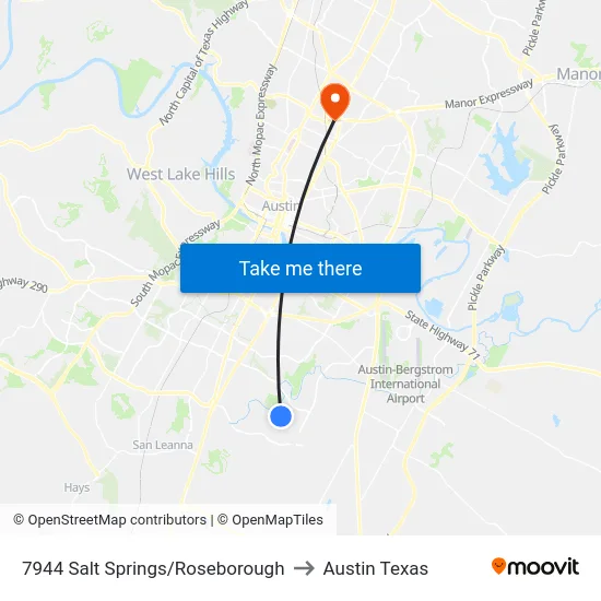7944 Salt Springs/Roseborough to Austin Texas map