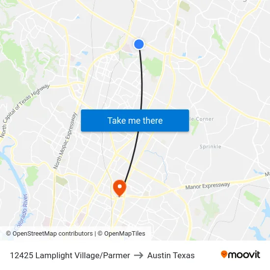 12425 Lamplight Village/Parmer to Austin Texas map