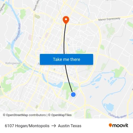6107 Hogan/Montopolis to Austin Texas map