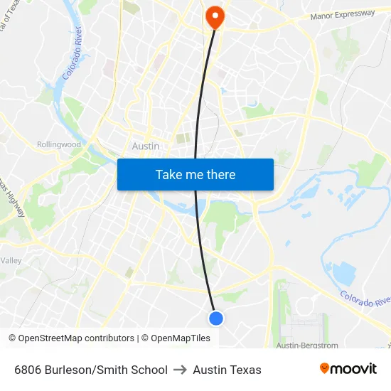6806 Burleson/Smith School to Austin Texas map