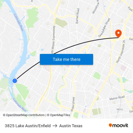 3825 Lake Austin/Enfield to Austin Texas map