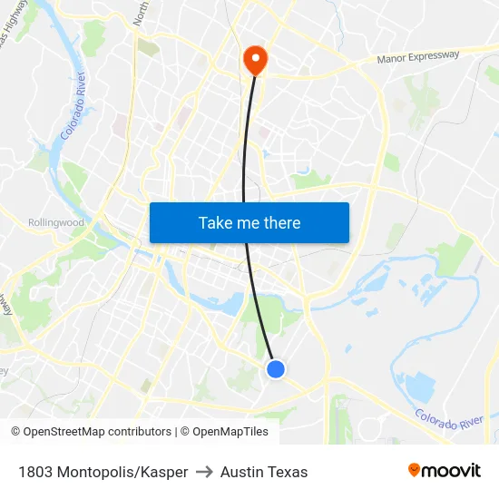1803 Montopolis/Kasper to Austin Texas map