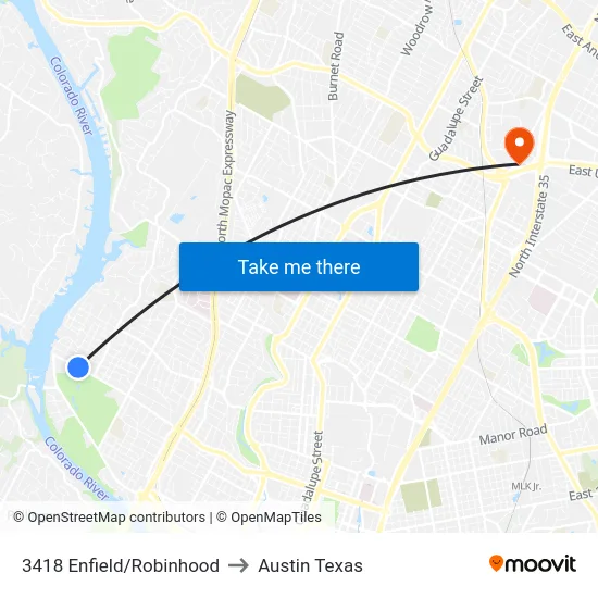 3418 Enfield/Robinhood to Austin Texas map